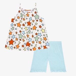 Posh Peanut Croft Sleeveless Top Ruffled Short Set